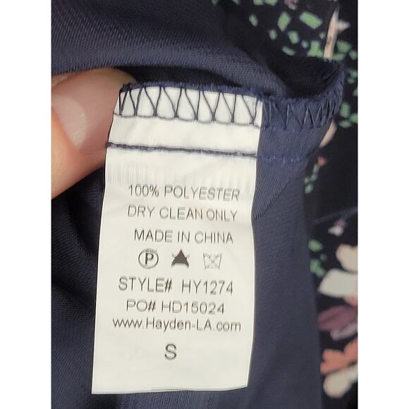 Hayden Los Angeles Women's Blue Floral Print V Neck Smock Waist Maxi Dress Sz S - Picture 7 of 8